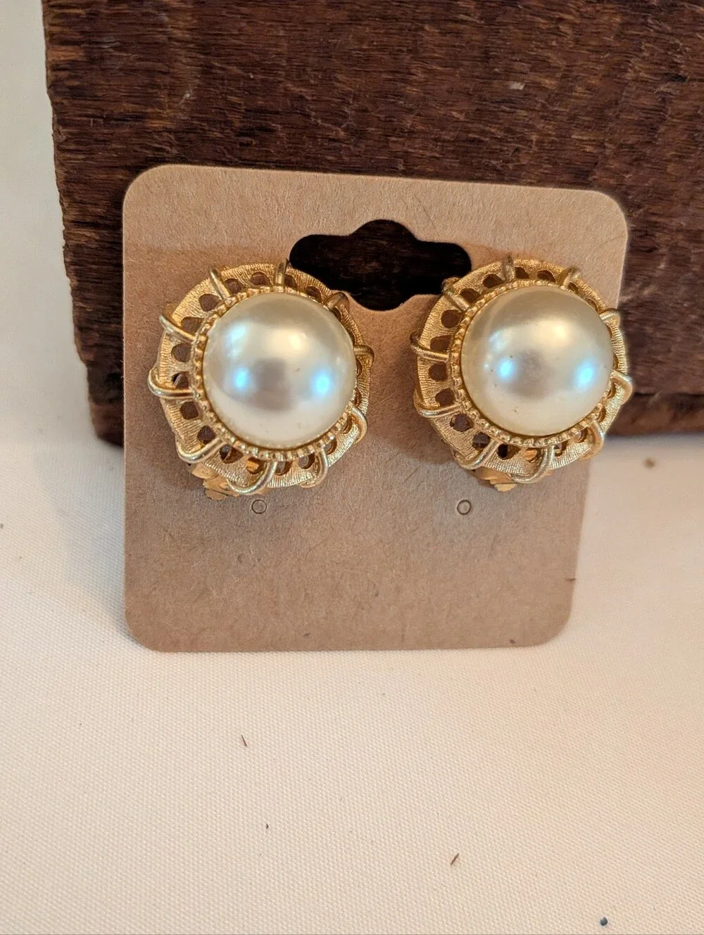 Gold-Tone Pearl Cluster Clip-On Earrings - Elegant Women's Jewelry